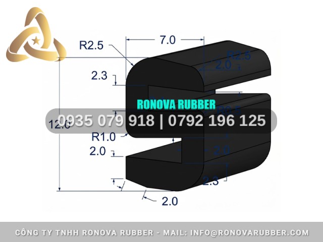 Cao Su Thường Quy Cách Chuẩn Hình Chữ H 12x7x2.3