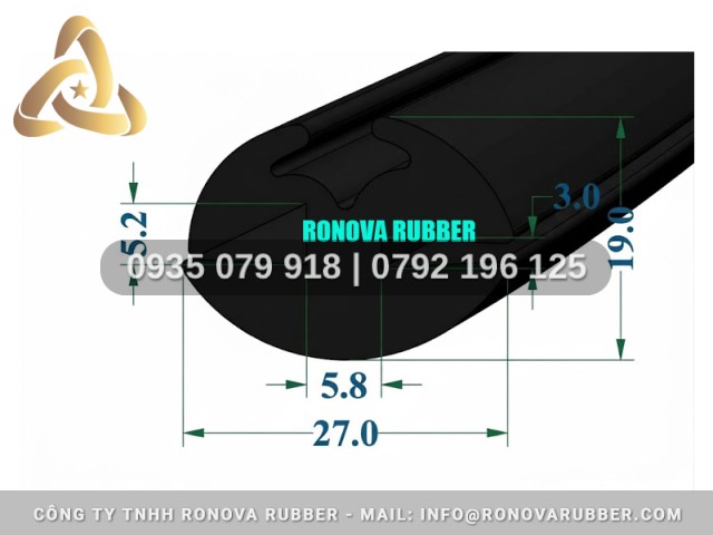 Ron Cao Su EPDM Tiêu Chuẩn Chữ H 27x19x5.2