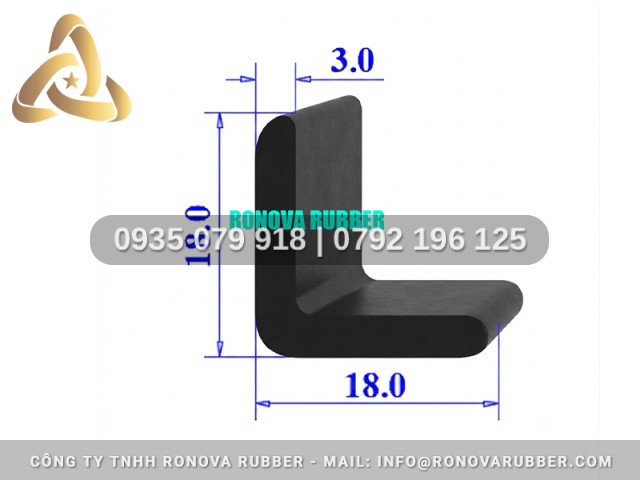Dây Gioăng Cao Su Dẻo Dai Bền Bỉ Chữ L 18x18x3