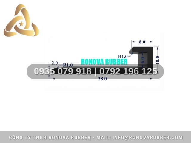 Ron Cao Su Bề Mặt Nhẵn Mịn Hình Chữ L 38x10x2