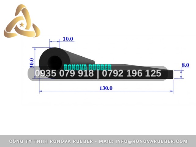Dây Gioăng Cao Su Cắt Lẻ Theo Yêu Cầu Dạng P 130x30x8