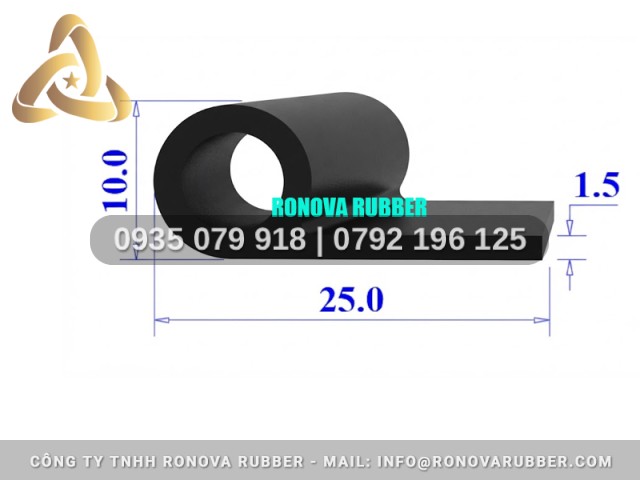 Gioăng Cao Su Bề Mặt Xử Lý Trơn Nhẵn Chữ P 25x10x1.5