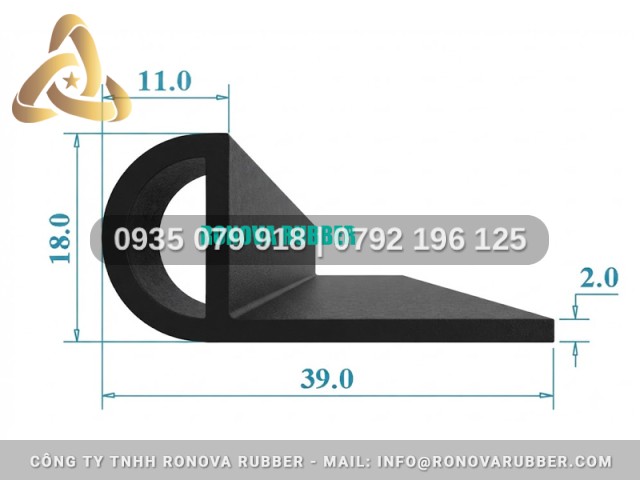 Gioăng Cao Su Cấu Trúc Liền Mạch Hình Chữ P 39x18x2