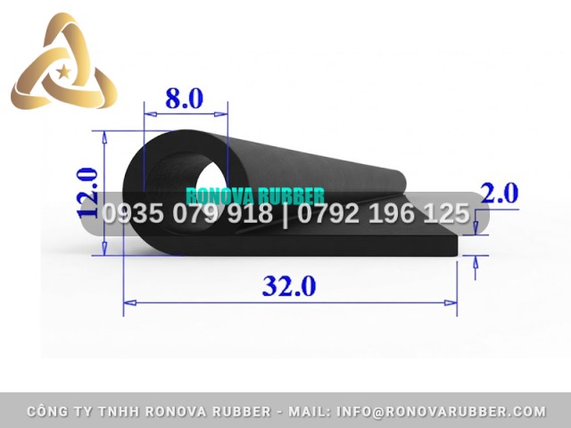 Gioăng Cao Su Quy Cách Hiện Đại Kiểu P 32x12x2