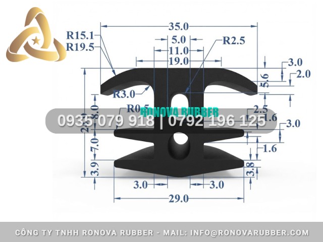 Gioăng Cao Su Phân Khúc Cao Cấp Dạng T 35x24x3