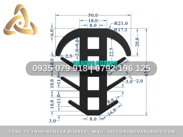 Ron Cao Su Định Hình Chữ T 50x63x8