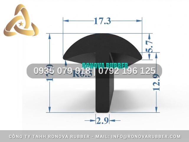 Ron Cao Su Đúc Khuôn Nguyên Khối Chữ T 17.3x17x2.9