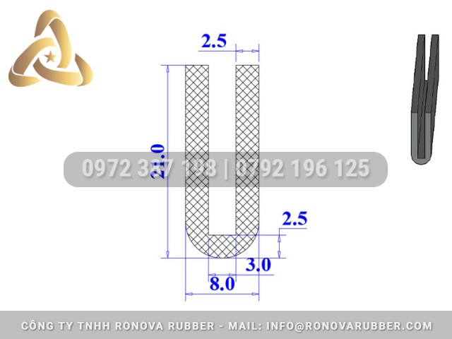 Ron Cao Su Silicon Chữ E 20x15