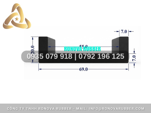 Cao Su EPDM Chắc Chắn Chữ U 69x20x55