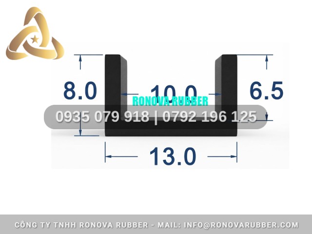 Cao Su EPDM Dễ Dàng Lắp Đặt Chữ U 13x8x10