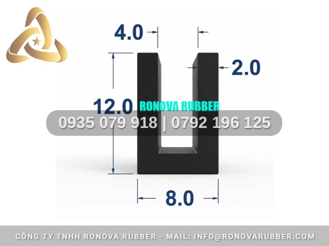 Cao Su EPDM Định Hình Chữ U 8x12x4