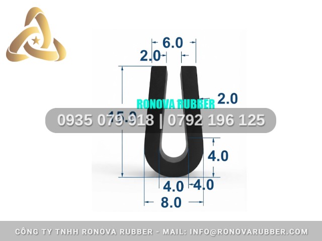Cao Su EPDM Gia Công Kỹ Thuật Chữ U 8x15x4