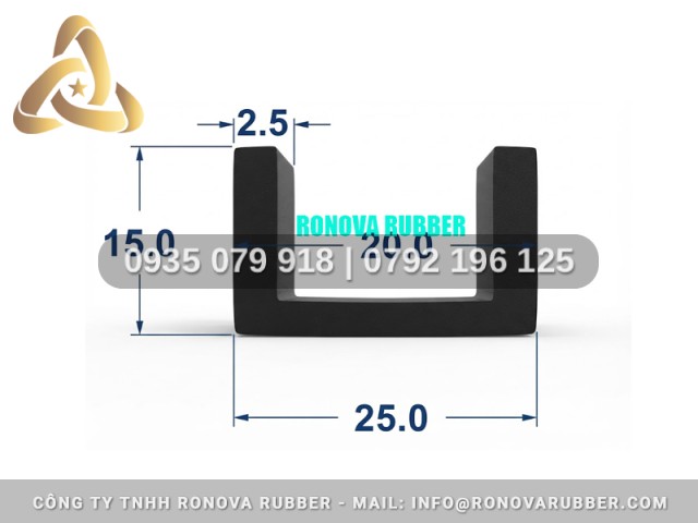 Cao Su EPDM Hoàn Thiện Sắc Nét Chữ U 25x15x20