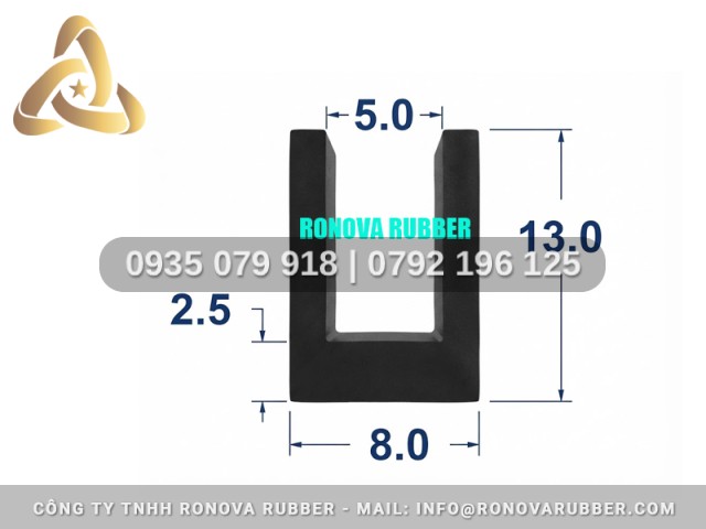 Cao Su EPDM Sẵn Tại Kho Chữ U 8x13x5