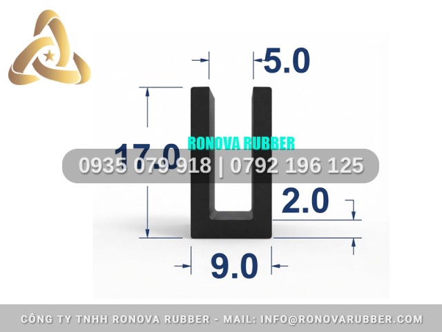 Cao Su NBR Bề Mặt Nhẵn Mịn Chữ U 9x17x5