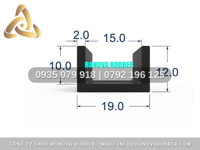 Cao Su NBR Cắt Theo Yêu Cầu Chữ U 19x10x15