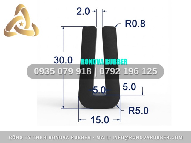 Cao Su NBR Hàng Tiêu Chuẩn Công Nghiệp Chữ U 15x30x5