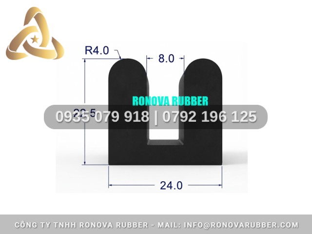 Cao Su NBR Mẫu Mã Thông Dụng Chữ U 24x22.5x8