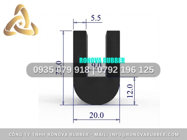 Cao Su NBR Tiêu Chuẩn Chữ U 20x32x9