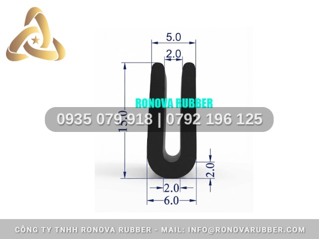 Cao Su Thiên Nhiên Hàng Thương Mại Chữ U 6x15x2