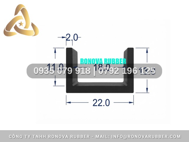 Cao Su Thiên Nhiên Quy Cách Chuẩn Chữ U 22x11x18