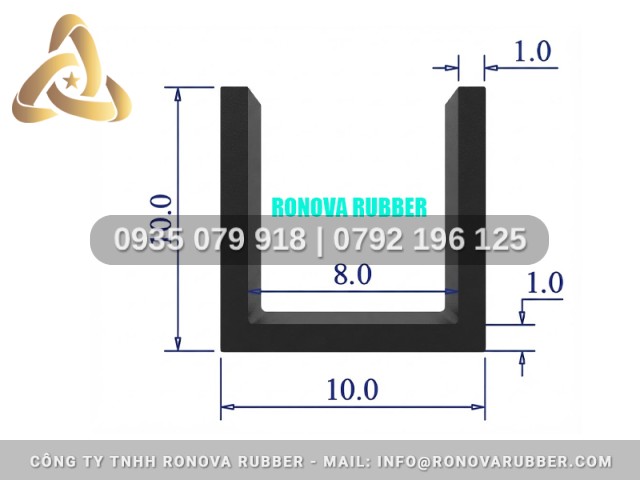 Gioăng Cao Su Bán Giao Nguyên Cuộn Chữ U 11x10x8