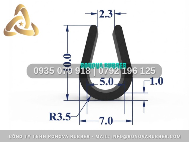 Gioăng Cao Su Đảm Bảo Kỹ Thuật Chữ U 7x10x5