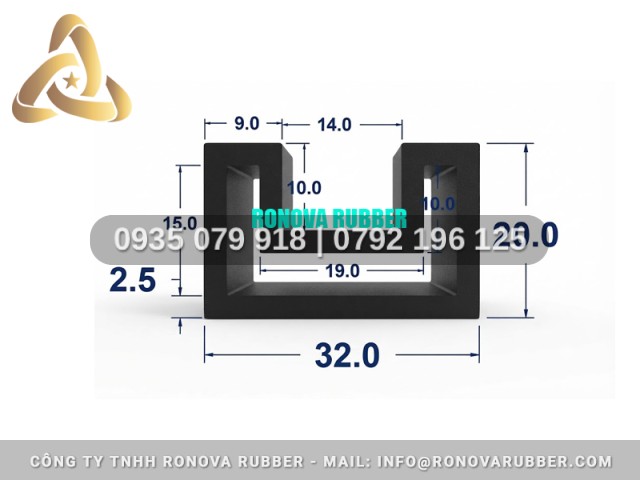 Gioăng Cao Su Đồng Bộ Chữ U 32x15x14