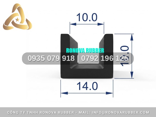 Gioăng Cao Su EPDM Cắt Theo Yêu Cầu Chữ U 14x10x10