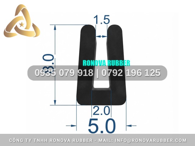 Gioăng Cao Su EPDM Chất Liệu Chuẩn Chữ U 5x8x2