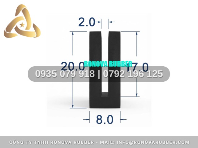 Gioăng Cao Su EPDM Giao Hàng Toàn Quốc Chữ U 8x20x2