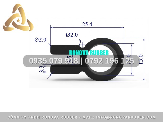 Gioăng Cao Su EPDM Sản Xuất Trực Tiếp Chữ U 25.4x15x3.5