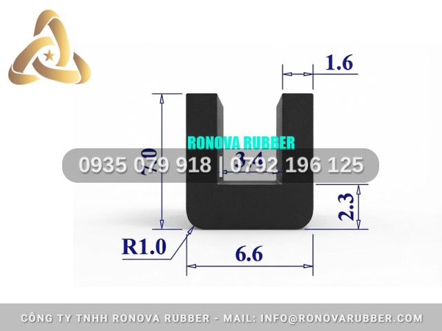 Gioăng Cao Su Hàng Tiêu Chuẩn Công Nghiệp Chữ U 6.6x7x3.4