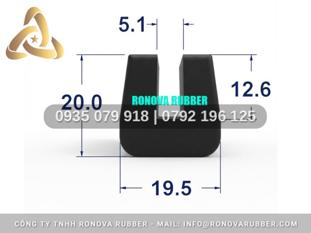 Gioăng Cao Su NBR Độ Bền Cao Chữ U 19.5x20x5.1
