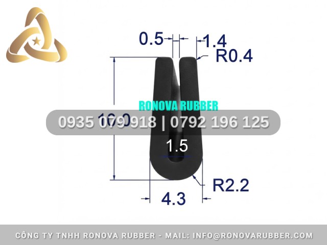 Gioăng Cao Su NBR Đúc Khuôn Chữ U 4.3x10x1.5