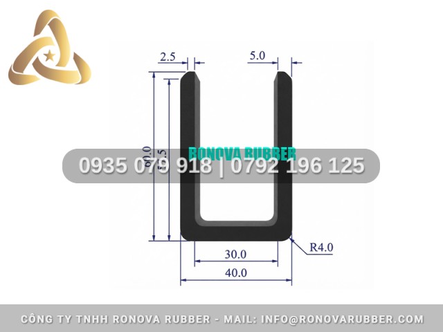 Gioăng Cao Su Phân Khúc Chuyên Nghiệp Chữ U 40x60x30