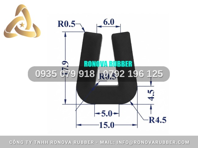 Gioăng Cao Su Ronova Phân Khúc Chuyên Nghiệp Chữ U 15x17.9x5