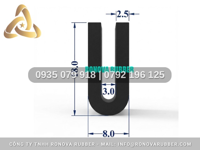 Gioăng Cao Su Sản Xuất Trực Tiếp Chữ U 8x18x3