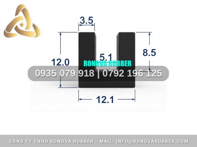 Gioăng Cao Su Thiên Nhiên Cấu Trúc Ổn Định Chữ U 12.1x12x5.1