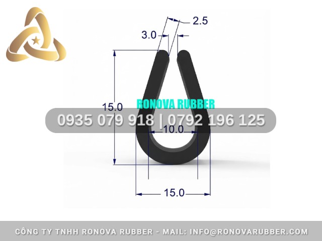 Gioăng Cao Su Thiên Nhiên Chính Hãng Chữ U 15x15x10