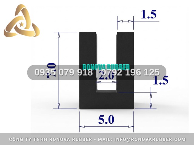 Gioăng Cao Su Thiết Kế Đạt Chuẩn Chữ U 5x7x2
