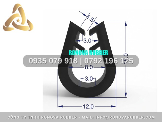 Gioăng Cao Su Thường Đồng Bộ Chữ U 12x15x8