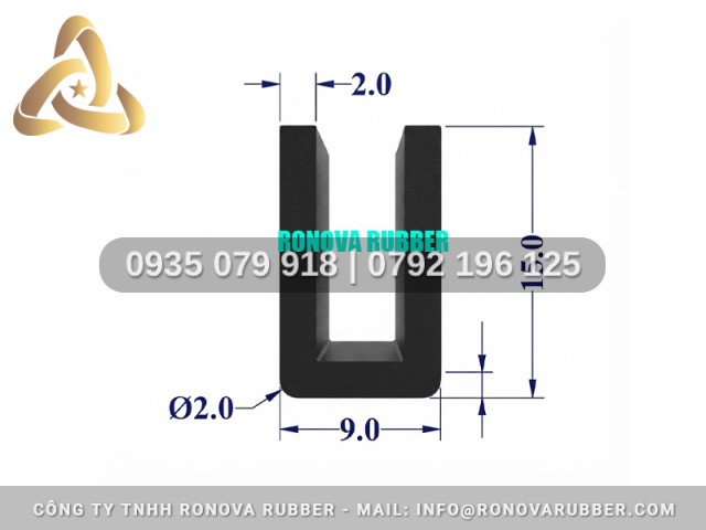 Ron Cao Su Chế Tạo Kỹ Lưỡng Chữ U 9x15x5