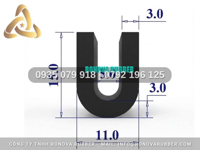 Ron Cao Su Chính Hãng Chữ U 11x15x5