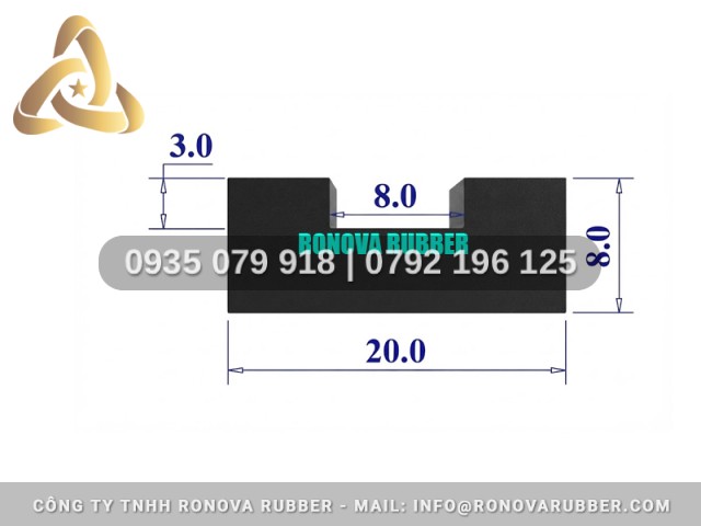 Ron Cao Su Dẻo Dai Chữ U 20x8x8