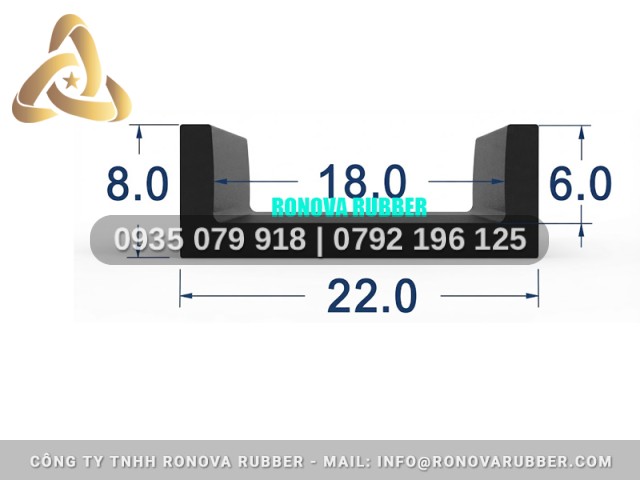 Ron Cao Su EPDM Độ Bền Cao Chữ U 22x8x18