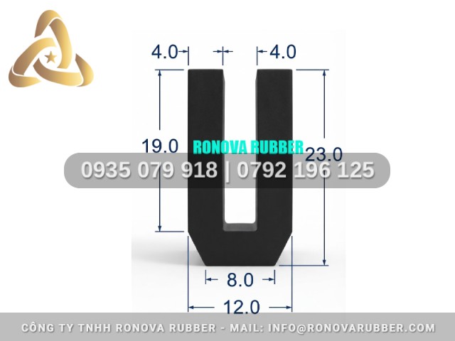 Ron Cao Su EPDM Mẫu Mã Thông Dụng Chữ U 12x23x4