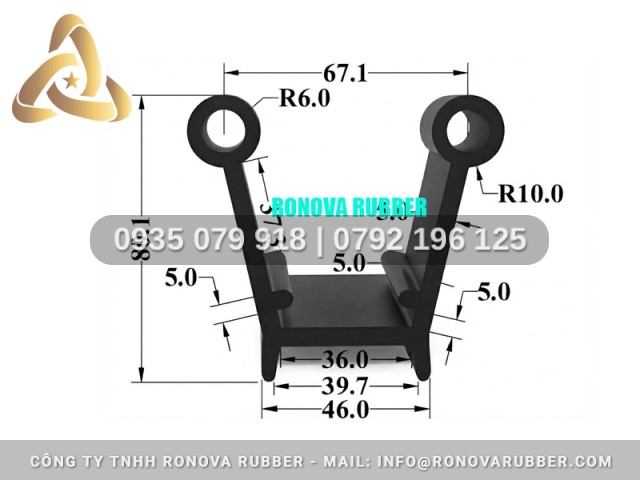 Ron Cao Su Ronova Chất Liệu Chuẩn Chữ U 67.1x80.1x36