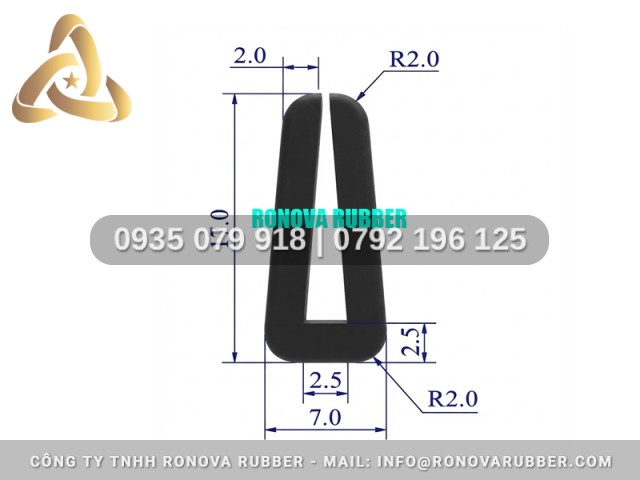 Ron Cao Su Sản Xuất Trực Tiếp Chữ U 7x17x2.5