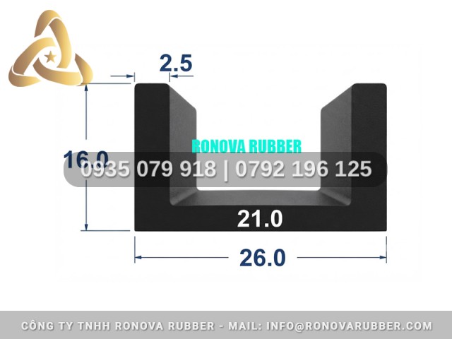 Ron Cao Su Thiên Nhiên Chuẩn Kích Thước Chữ U 26x16x21